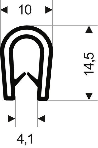 Kantenschutz flexibel rund, schwarz, 10x14,5mm, Klemmbereich 1,0-4,5mm, 25m FORTIS