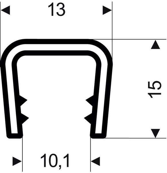 Kantenschutz flexibel konisch, schwarz, 13x15 mm, Klemmbereich 6,0-8,0mm, 50m FORTIS