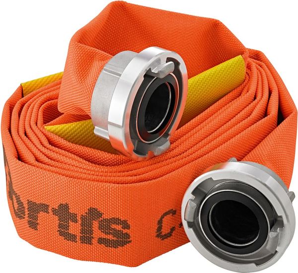 Bau-/Industrieflach schlauch, orange, C/52mm mit 2 Leckageschiebern, STORZ Kuppl. 10m FORTIS