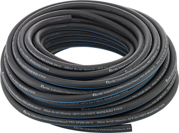 Industrie-und Vielzweck schlauch PRO, EPDM, schwarz/blau, 38x6,0mm, 40m FORTIS