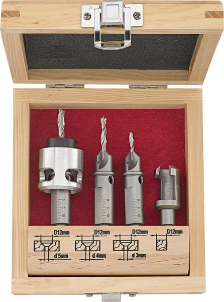 Terrassendielenbohrer Set5-tlg. FORTIS 3,4,5 mm + Zubehör