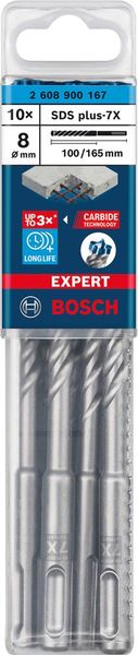Hammerbohrer EXPERT 8x100x165mm Bosch VE à 10 Stück SDS plus-7X