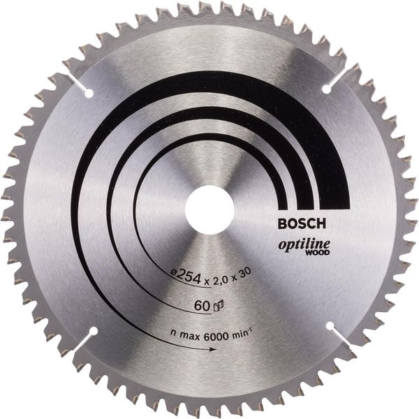 HM-Kreissägeblatt 254,2/1,4x30 60Z WZ BoschVE à 1 Stück Optiline Wood f.Kappsägen