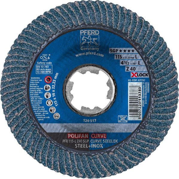 Fächerschleifscheibe X-LOCK SGP-CURVE 115mm L K40 Pferd
