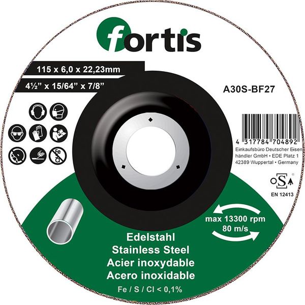 wzk113525.jpg Schruppscheibe Edelstahl 115 x 6,0mm FORTIS
