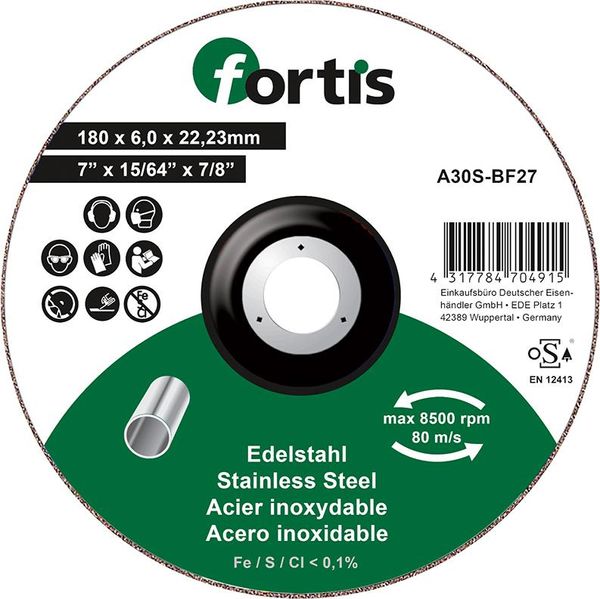 wzk113527.jpg Schruppscheibe Edelstahl 180 x 6,0mm FORTIS