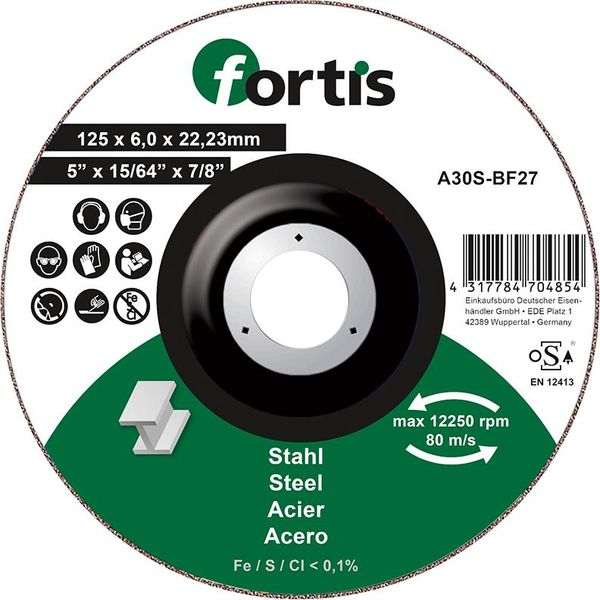 wzk113521.jpg Schruppscheibe Stahl 125 x 6,0mm FORTIS