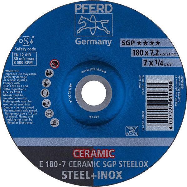 Schruppscheibe gekröpft CO24QSG 180x7,2mm PFERD