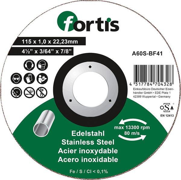 wzk113501.jpg Trennscheibe Edelstahl 115 x 1,0mm gerade FORTIS