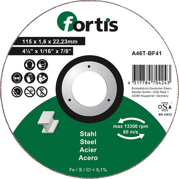 wzk113493.jpg Trennscheibe Stahl 115 x 1,6mm gerade FORTIS
