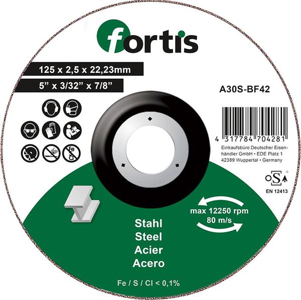 wzk113497.jpg Trennscheibe Stahl 125 x 2,5mm gekr. FORTIS