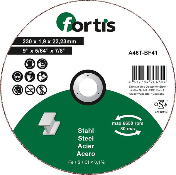 wzk113499.jpg Trennscheibe Stahl 230 x 1,9mm gerade FORTIS