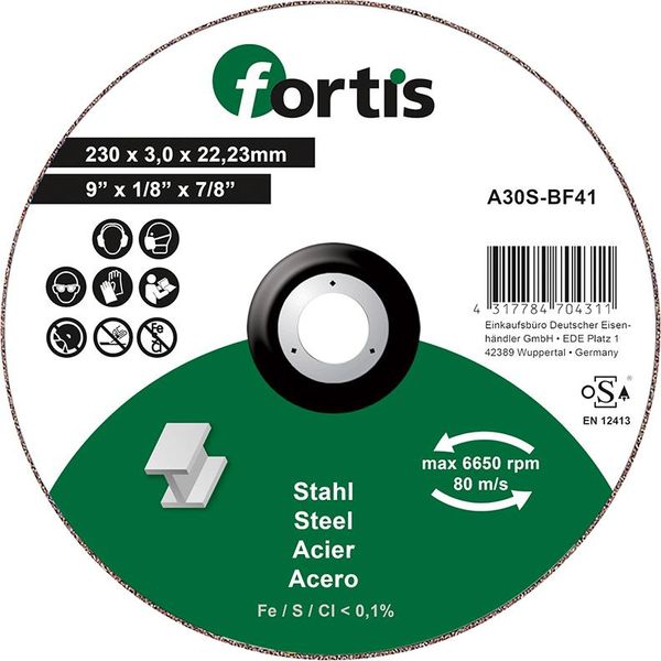 wzk113500.jpg Trennscheibe Stahl 230 x 3,0mm gerade FORTIS