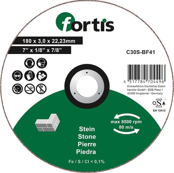 wzk113518.jpg Trennscheibe Stein 180 x 3,0mm gerade FORTIS