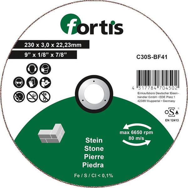 wzk113519.jpg Trennscheibe Stein 230 x 3,0mm gerade FORTIS
