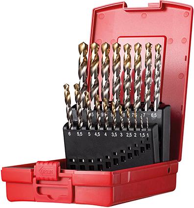 pre127227.jpg Spiralbohrer Set 1-10mm x0,5 in A002 in Box 118G Typ N 4xD 19tlg. Tin Tip A095201 Dormer