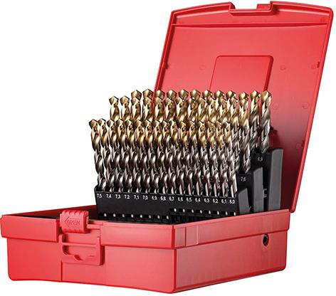 pre127229.jpg Spiralbohrer Set 6-10mm x0,5 in A002 in Box 118G Typ N 4xD 41tlg. Tin Tip A095203 Dormer