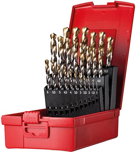 pre127230.jpg Spiralbohrer Set 1-13mm x0,5 in A002 in Box 118G Typ N 4xD 25tlg. Tin Tip A095204 Dormer