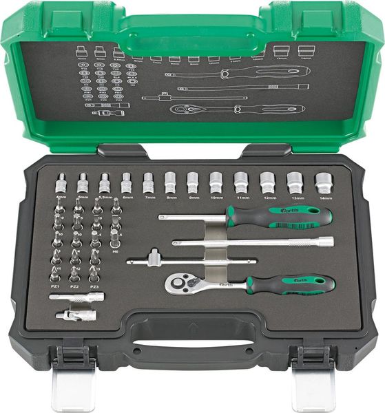 lag181295.jpg Steckschl.-Grt. 1/4" 36tlg. FORTIS