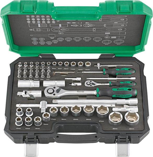 lag181421.jpg Steckschl.-Grt. 1/4"+1/2"55tlg. FORTIS