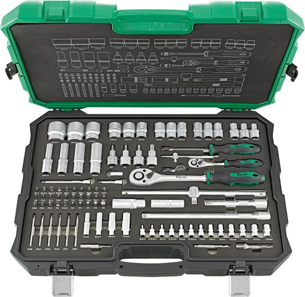 lag181420.jpg Steckschl.-Grt. 1/4"+1/2"91tlg. FORTIS