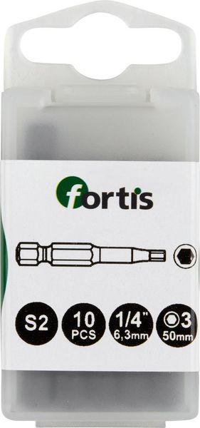 lag181303.jpg Bit zähhart 1/4" DIN3126 E6,3 Innensechskant 3x50mm 10er Pack FORTIS