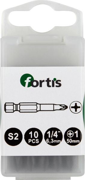 Bit zähhart 1/4" DIN3126 E6,3 PH1x50mm 10er Pack FORTIS