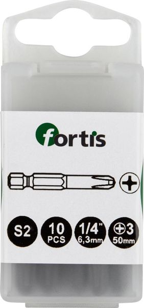 Bit zähhart 1/4" DIN3126 E6,3 PH3x50mm 10er Pack FORTIS