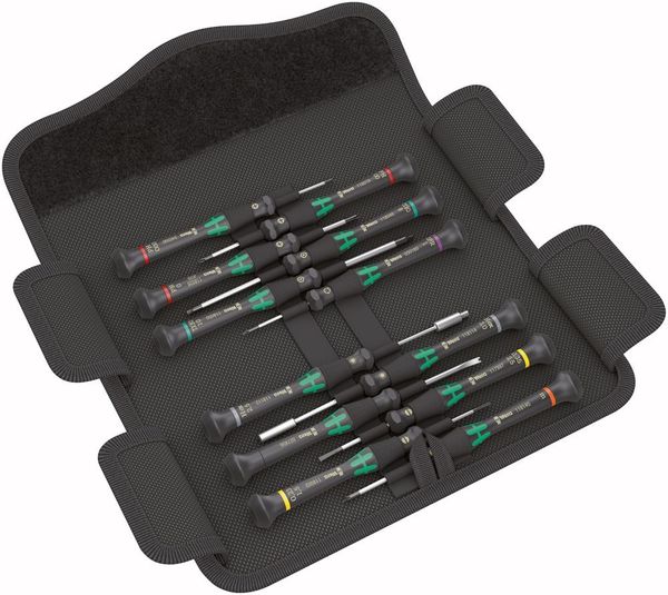 pre127766.jpg Elektronik- Schraubendreher-Satz 12-teilig in Tasche mit Ausheber Wera