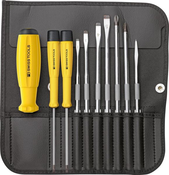 pre129088.jpg Schraubendreher-Satz ESD mit Wechselklingen 10-teilig in Rolltasche PB Swiss Tools