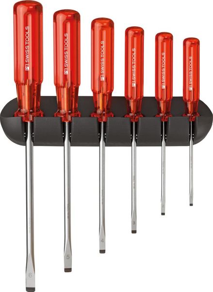 pre129048.jpg Schraubendreher-Satz 6-teilig Schlitz im Wandhalter Classic PB Swiss Tools