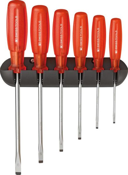 pre129058.jpg Schraubendreher-Satz 6-teilig Schlitz im Wandhalter Multicraft PB Swiss Tools