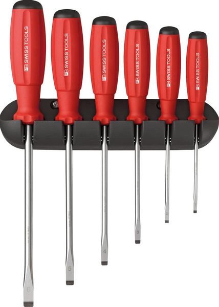 pre129067.jpg Schraubendreher-Satz 6-teilig Schlitz im Wandhalter SwissGrip PB Swiss Tools