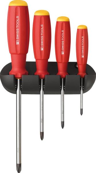 pre129068.jpg Schraubendreher-Satz 4-teilig PH im Wandhalter SwissGrip PB Swiss Tools