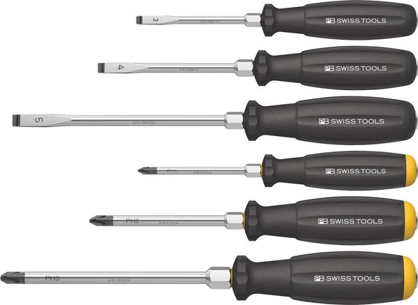 pre129127.jpg Schraubendreher-Satz 6-teilig Schlitz/PH Schlagkappe PB SwissTools