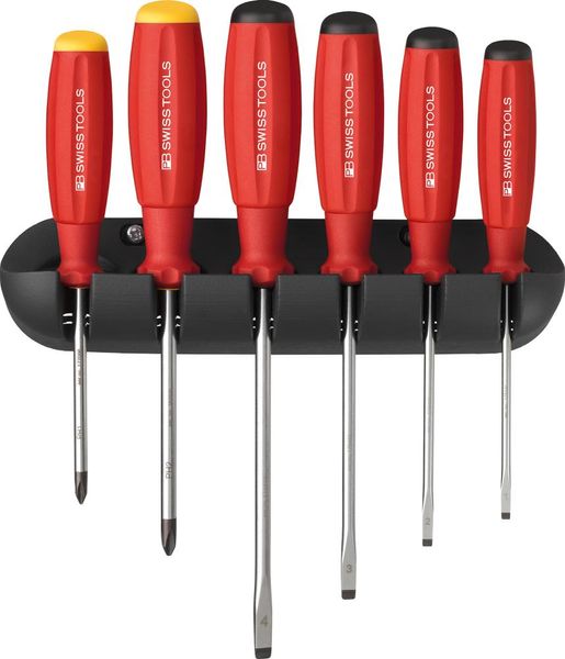 lag147146.jpg Schraubendreher-Satz 6-teilig Schlitz PH im Wandhalter SwissGrip PB Swiss Tools
