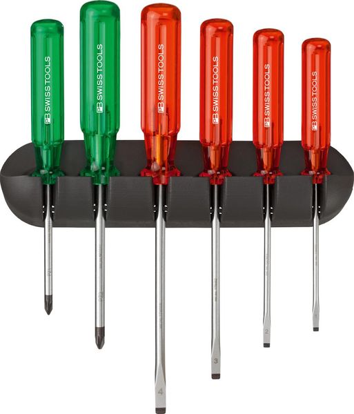lag195207.jpg Schraubendreher-Satz 6-teilig Schlitz PZ im Wandhalter Classic PB Swiss Tools