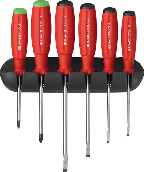 lag147147.jpg Schraubendreher-Satz 6-teilig Schlitz PZ im Wandhalter SwissGrip PB Swiss Tools