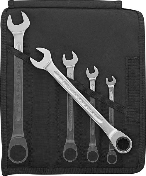 pre129833.jpg Ratschenschlüssel-Satz gerade 8-19mm 5-teilig in Rolltasche Stahlwille