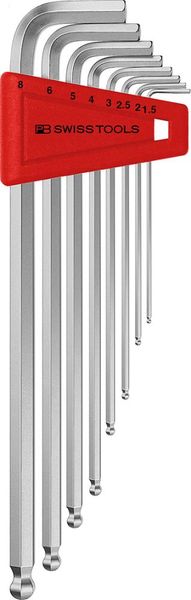 pre128926.jpg Winkelschraubendreher- Satz im Kunststoffhalter 8-teilig 1,5-8mm lang Kugelkopf PB Swiss Tools