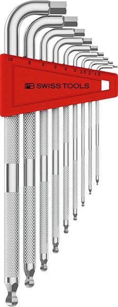 pre128995.jpg Winkelschraubendreher- Satz im Kunststoffhalter 9-teilig 1,5-10mm SAFETY Kugelkopf PB Swiss Tools