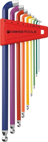 pre129132.jpg Winkelschraubendreher- Satz im Kunststoffhalter 9-teilig 1,5-10mm 100GradRainbow PB Swiss Tools