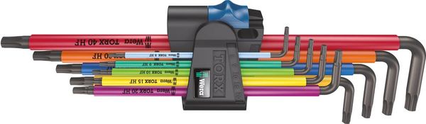 pre124019.jpg Winkelschraubendreher- Satz lang 9-teilig T8-T40 Halfefunktion Color Wera