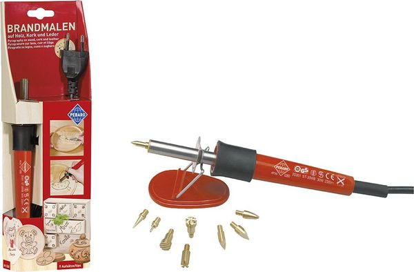 Brandmalkolben-Set mit 9 Aufsätzen Pebaro