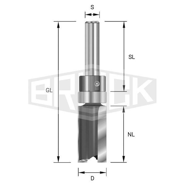 HW-Bündigfräser D=12,7mm NL=19mm GL=56mm S=8mm