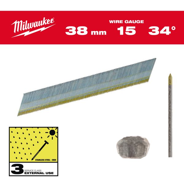 Stift-Nägel 15G Inox34° 38mm SC3 (2.500)