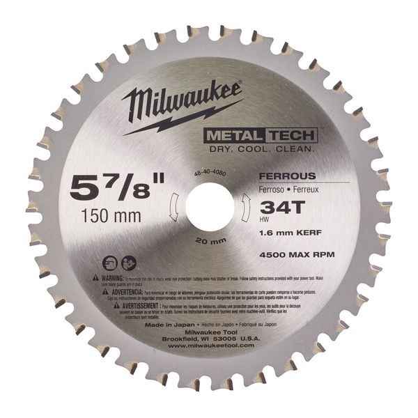 Kreissägeblatt 150/20mm 34Z Metall