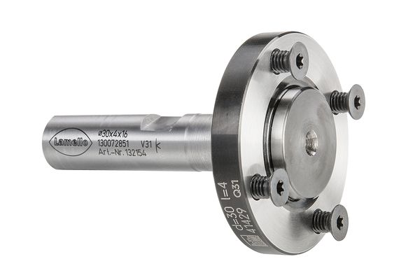 Fräsdorn CNC für P-System Nutfräser, Spannfläche 2, Ø30 mm, Schaft Ø16x50 mm, L 85 mm, NL 4xM4xØ48 mm