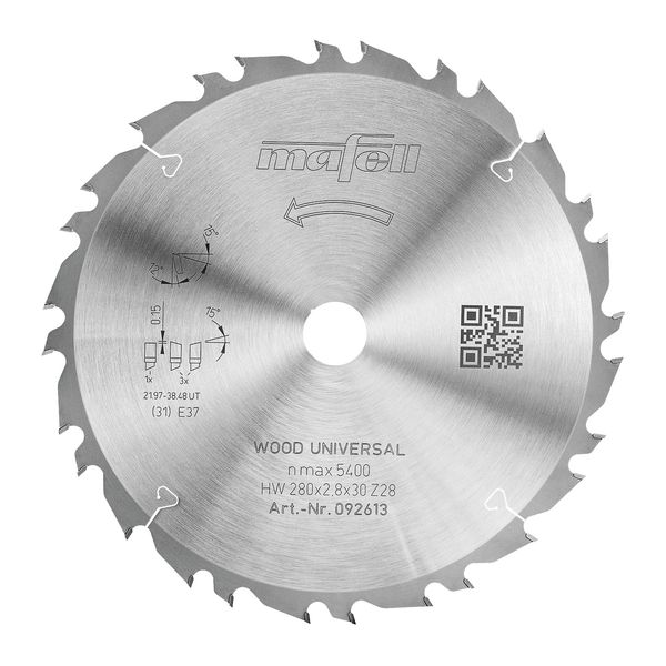 Sägeblatt KSB-WU 280 GT, HW, 280 x 2,8 x 30 mm, Z28-4, 3WZ/FZ, Wood Universal