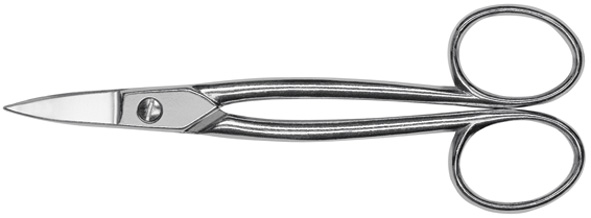 Goldschmiedeschere gebogen vernickelt mit Griffaugen 175mm Erdi